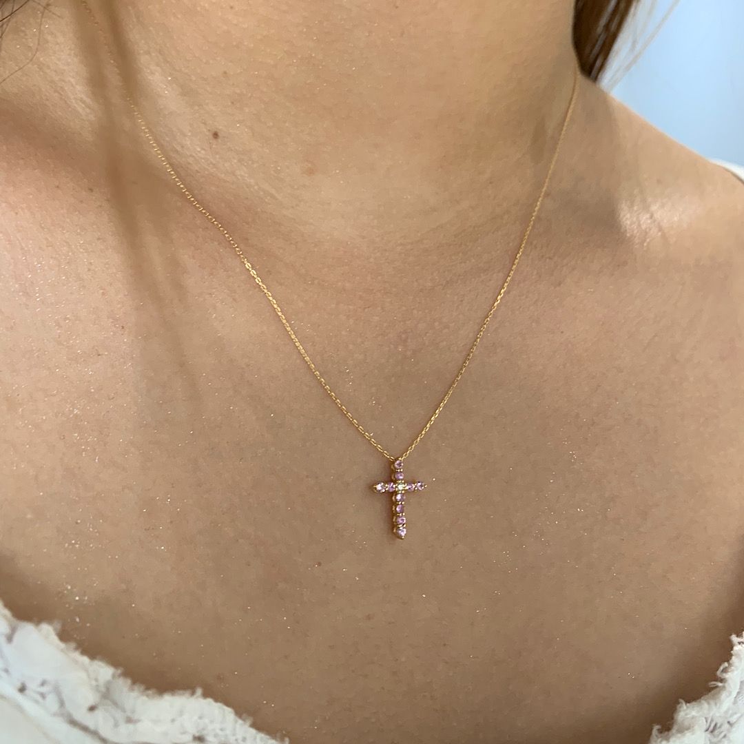 Diamond Pink Sapphire Necklace