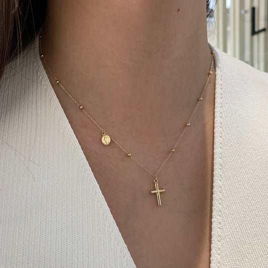 Cross + Virgin Necklace