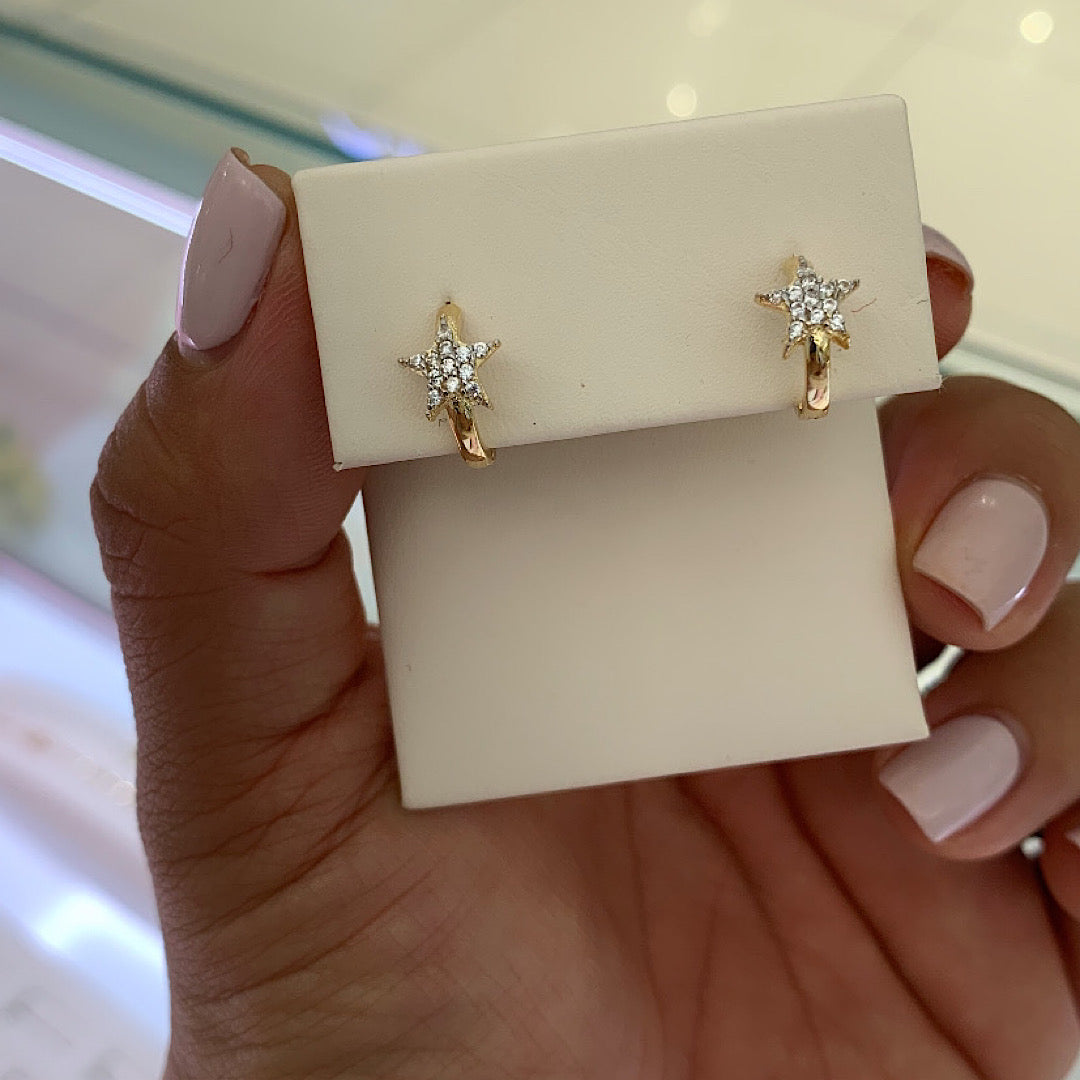 14K Mini Star Hoops