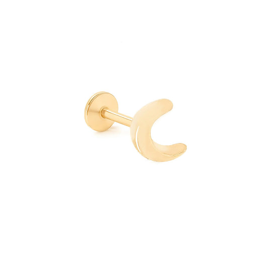 14k Cartilage- Piercing Plain Puffy Crescent Moon