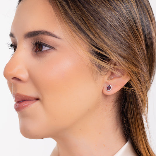 Rubellite Diamond Studs
