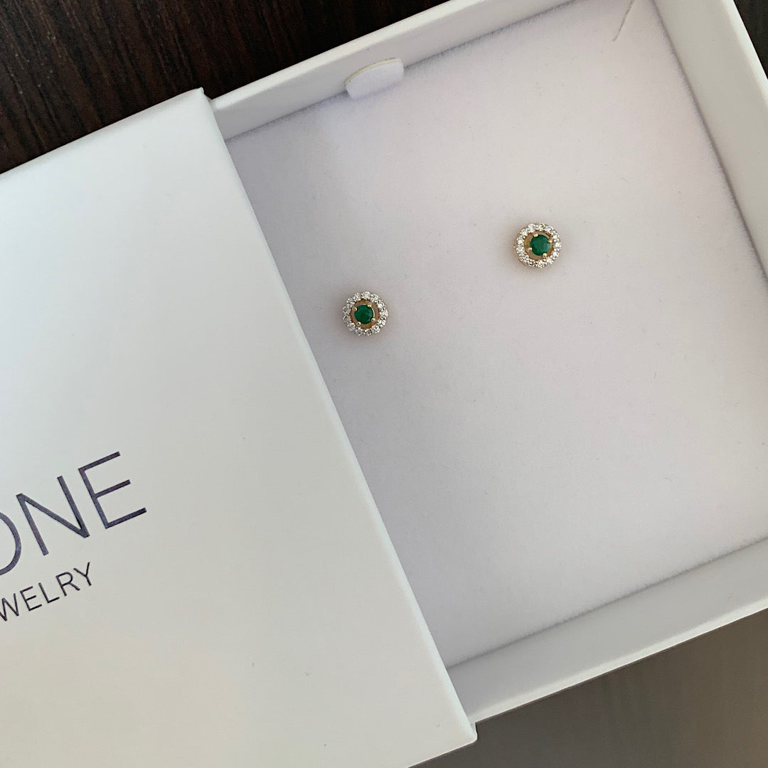Emerald Diamond Studs