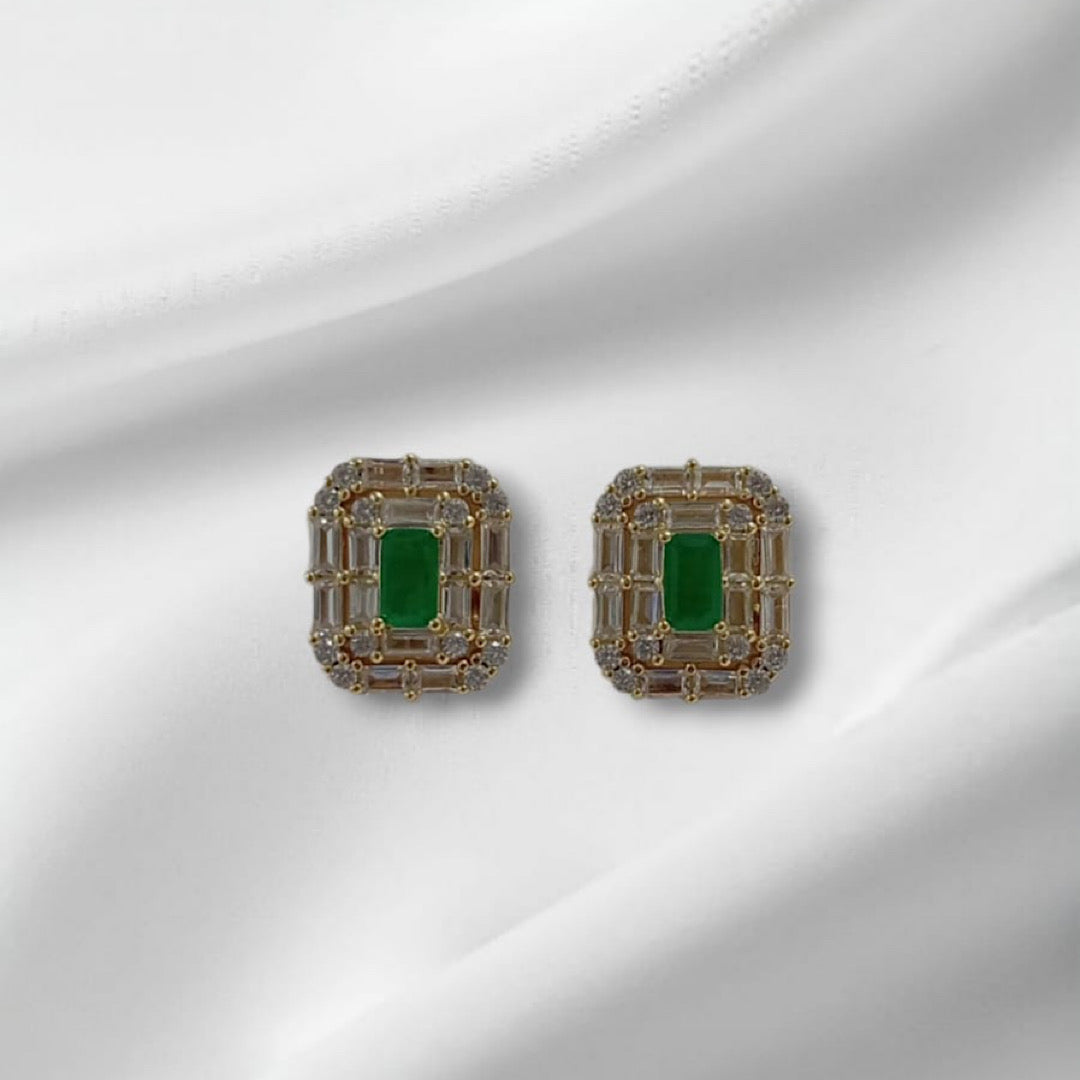 Square Green Studs