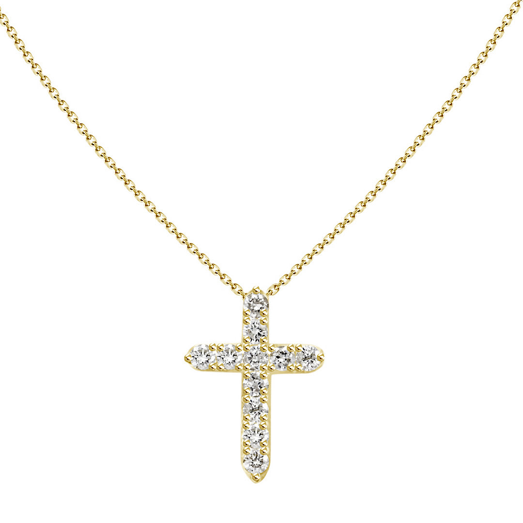 PRE ORDER - Diamond Cross Necklace Yellow Gold