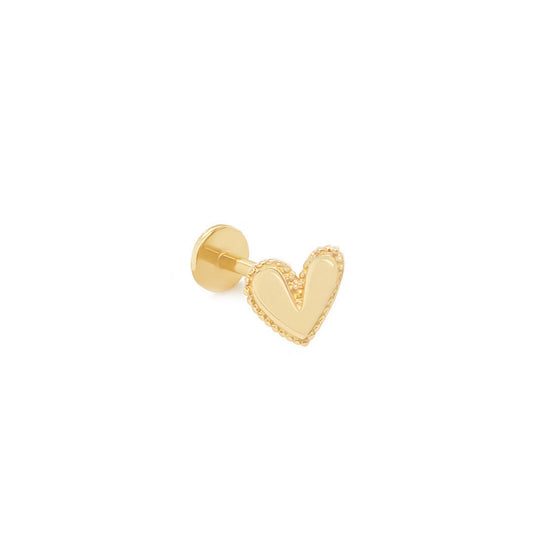 14K Cartilage- Plain Heart Edges with Points