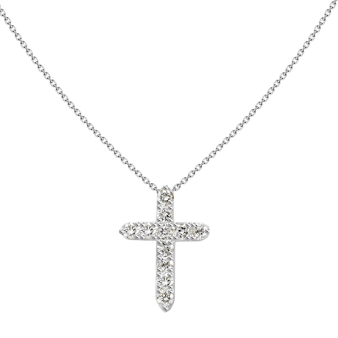 Diamond Cross Necklace White Gold