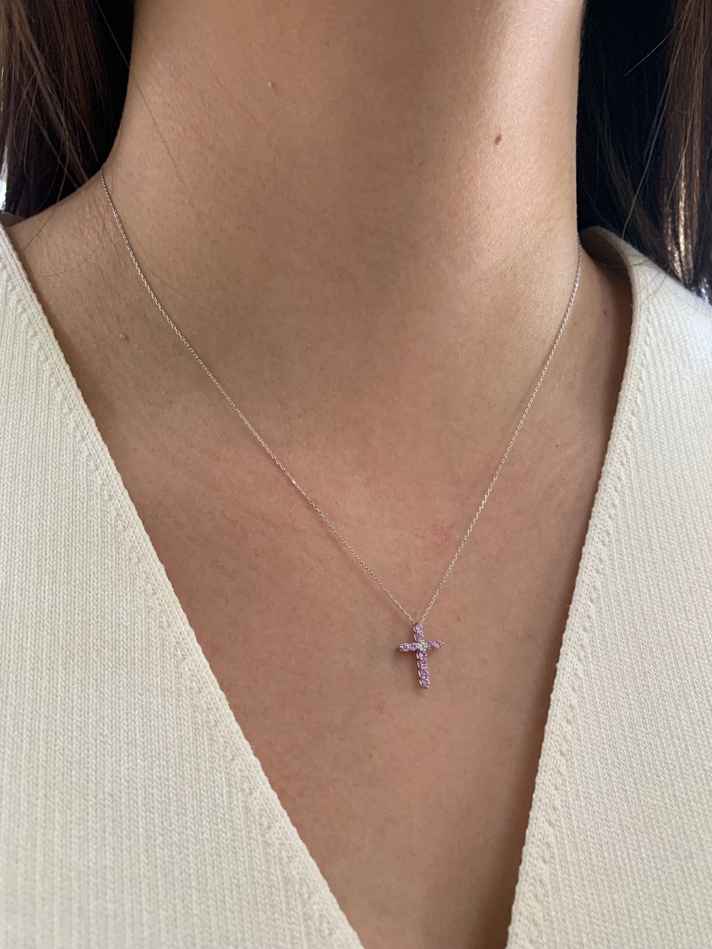 Diamond Pink Sapphire Necklace