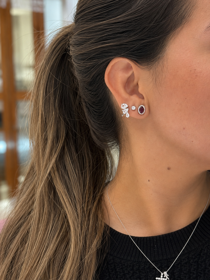 Rubellite Diamond Studs