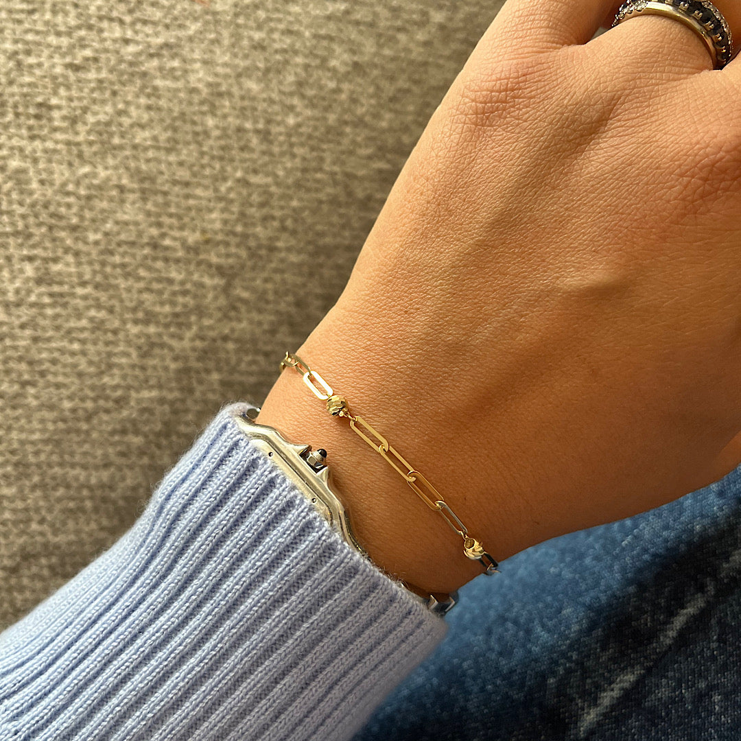 Ball Paperclip - Pulsera Oro 14k