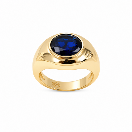 Blue Oval Pinky Ring