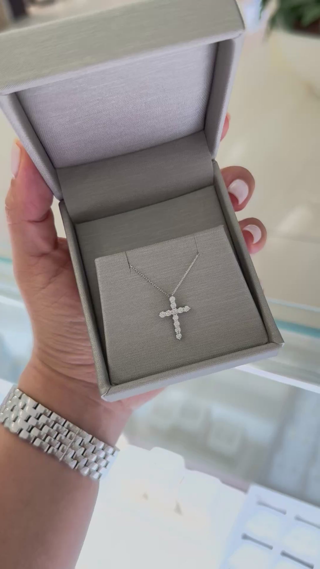 Diamond Cross 18KT White Gold